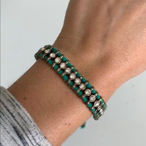 J Crew green and gem bracelet